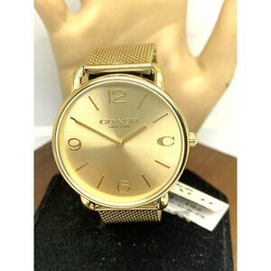 Coach Men's Watch 14602653 Elliot Quartz Golden Dial Gold Stainless Steel 41mm